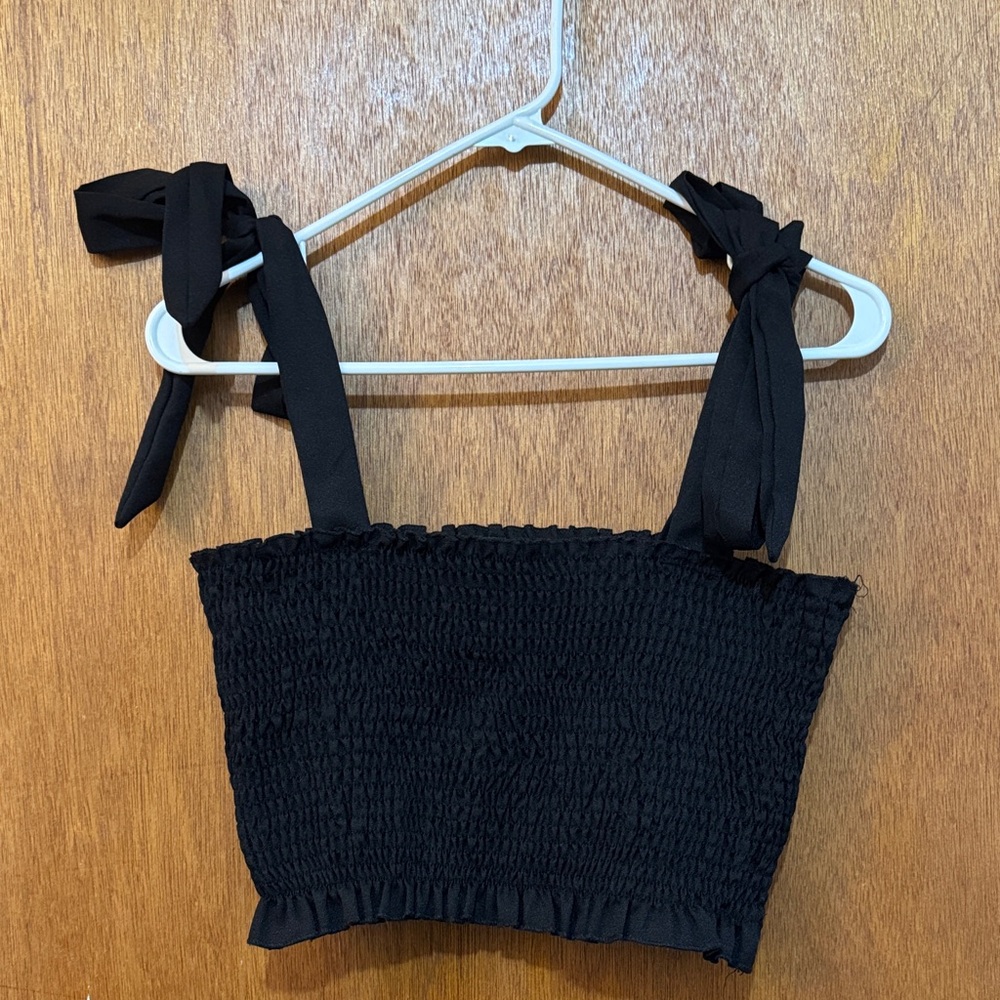 Black Smocked Women's Top